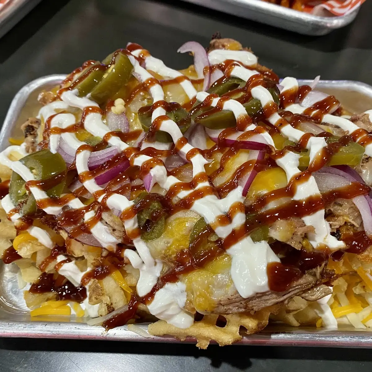 Pulled Pork Waffle Fries