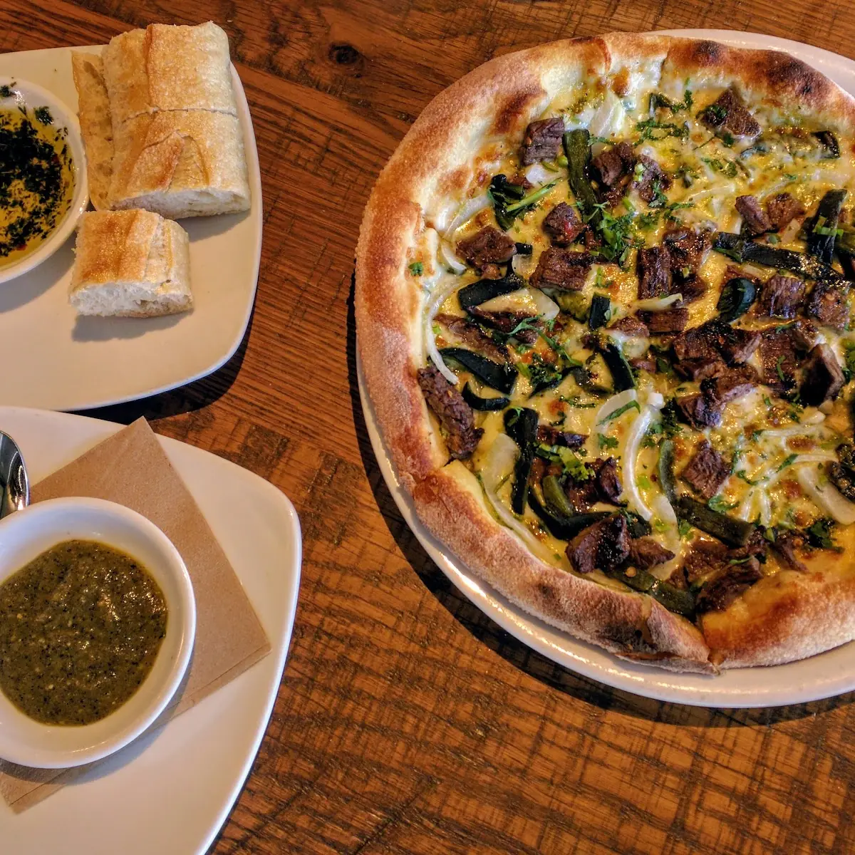Carne Asada Pizza with Salsa Verde