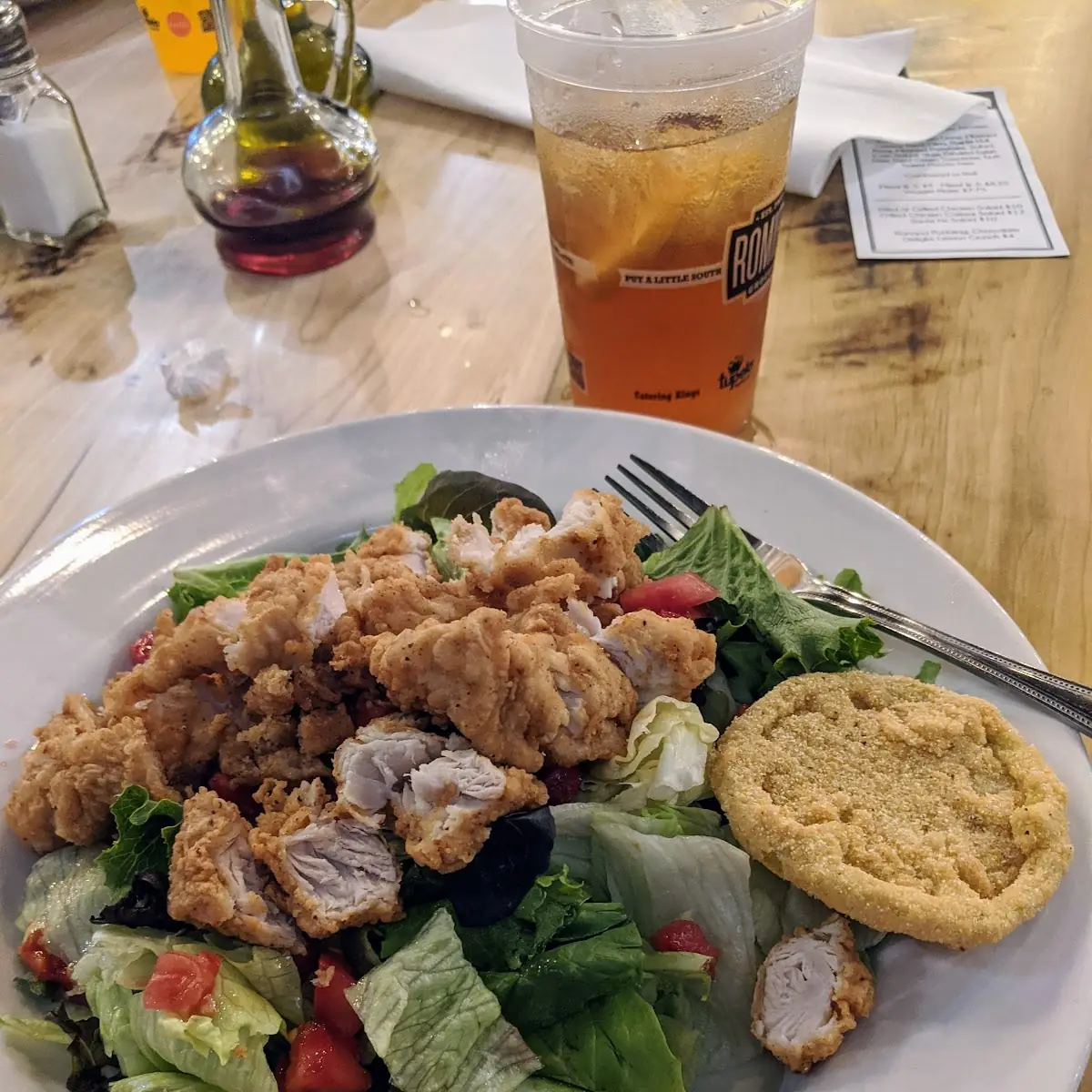 Fried Chicken Salad with Fried Green Tomato