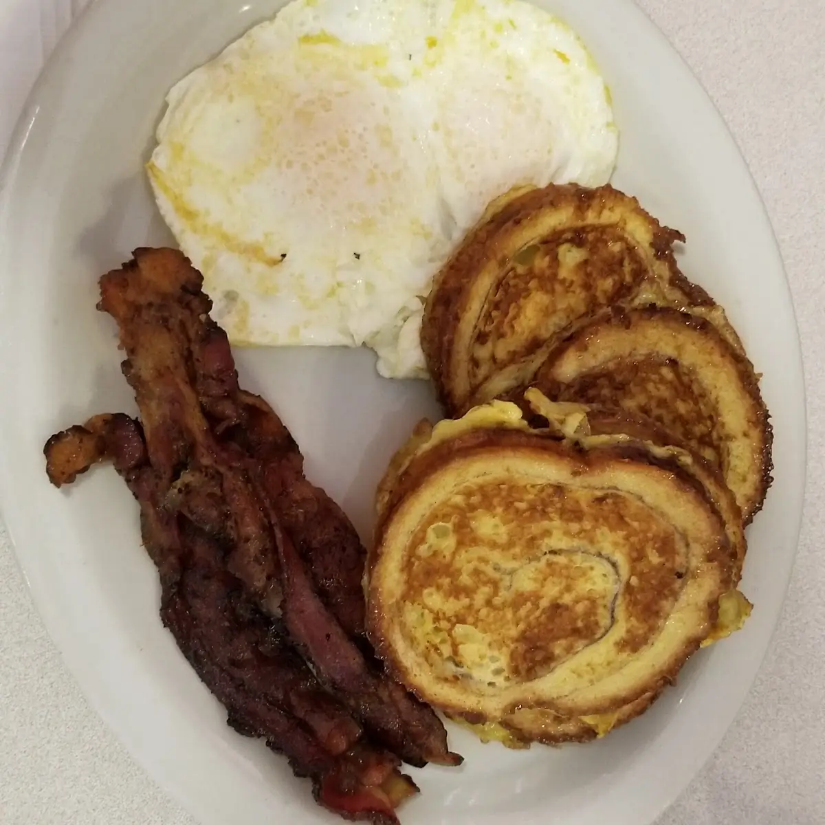 French Toast Fried Eggs and Bacon