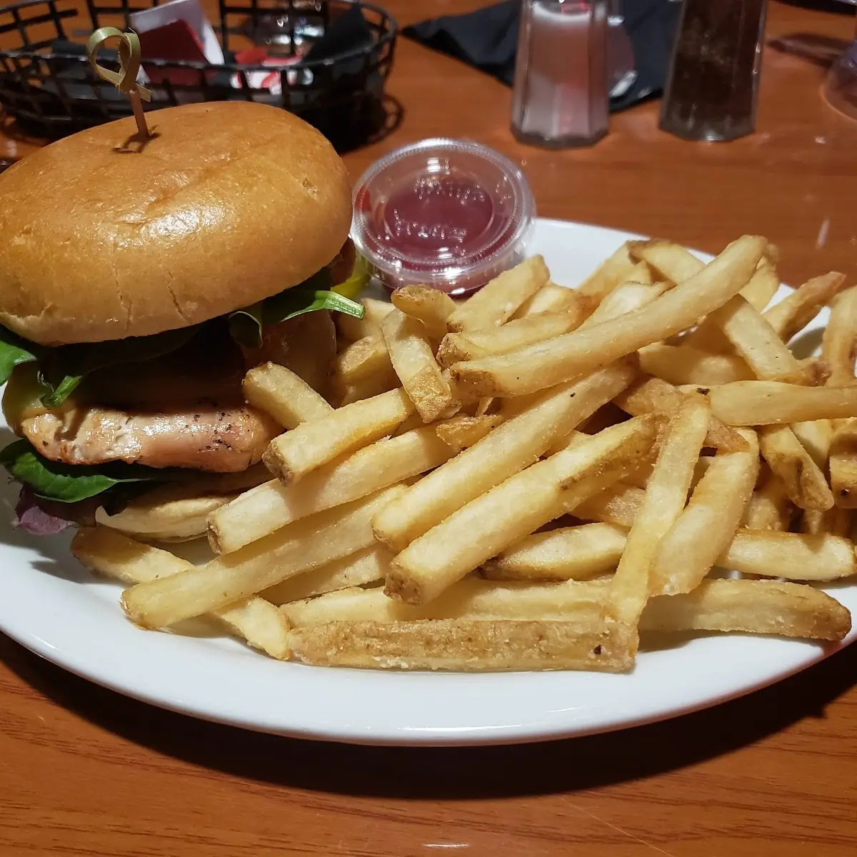 Grilled Chicken Burger with French Fries, Valley View Restaurant
