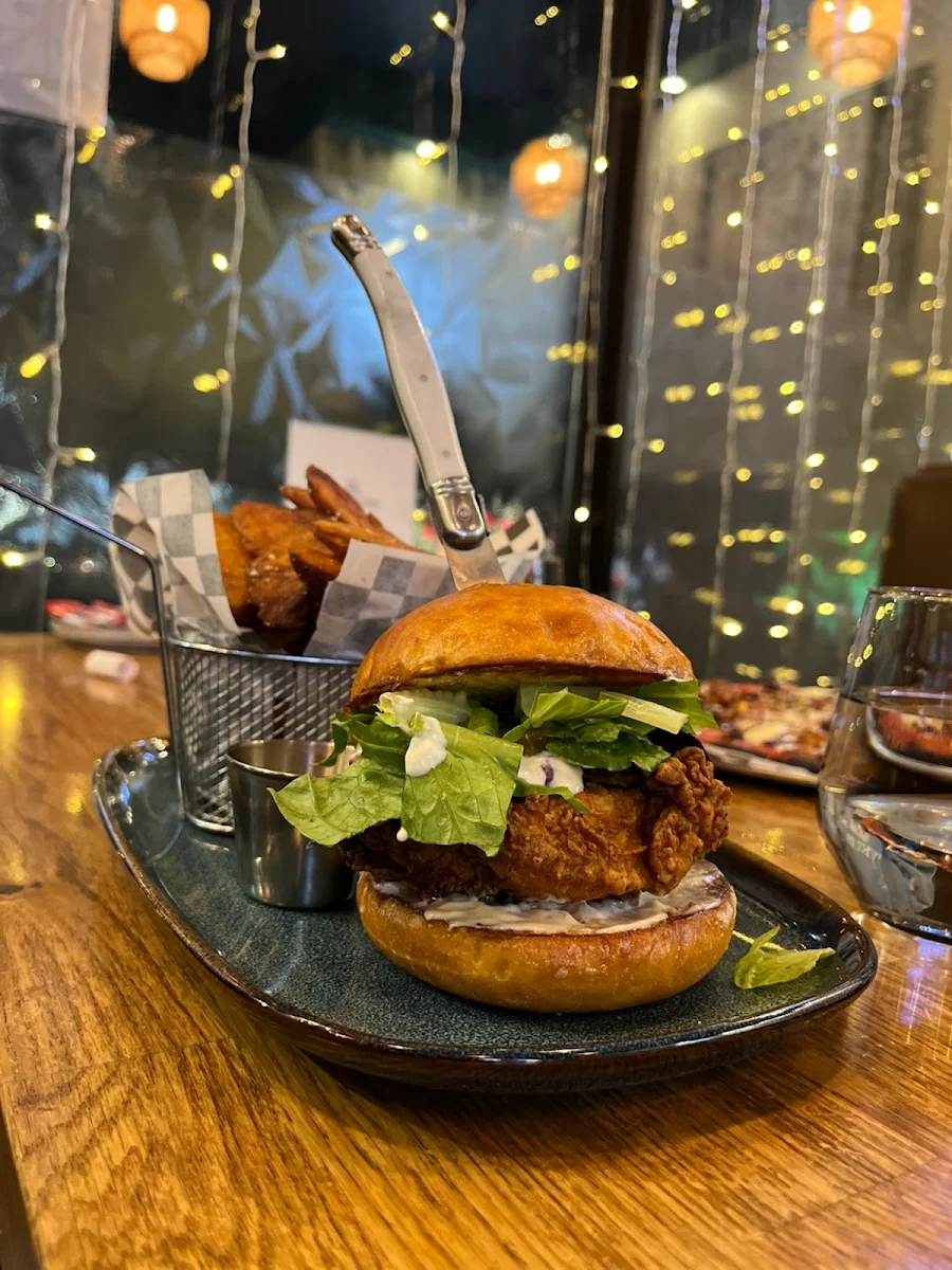 Fried Chicken Sandwich, Peppercorns Eatery Bedford