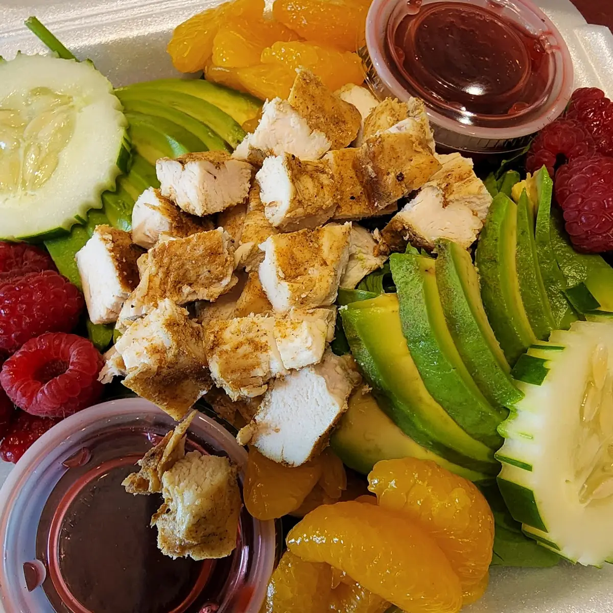 Raspberry Chicken Avocado Salad