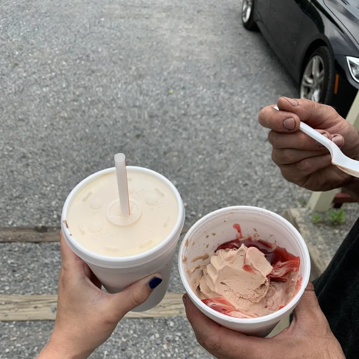 Vanilla Peanut Butter Milkshake and Chocolate Soft Serve