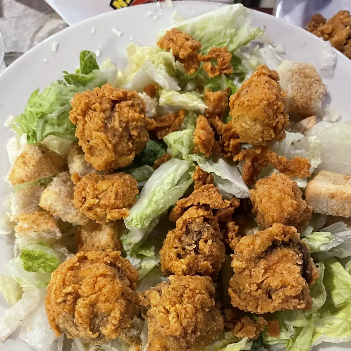 Fried Mushroom Caesar Salad
