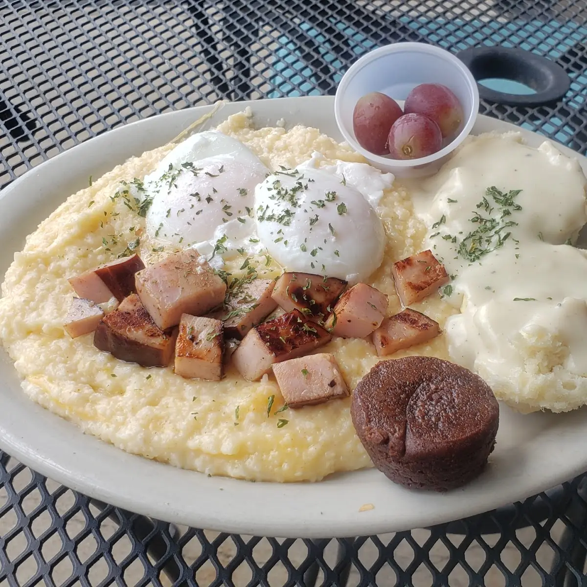 Ham Egg and Cheese Grits