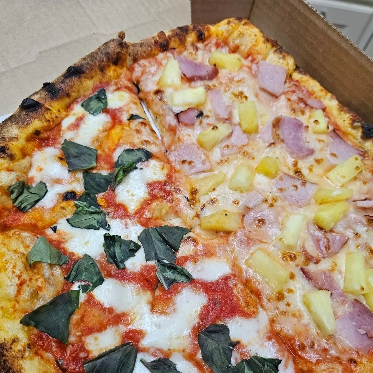 Half Margherita Half Hawaiian Pizza