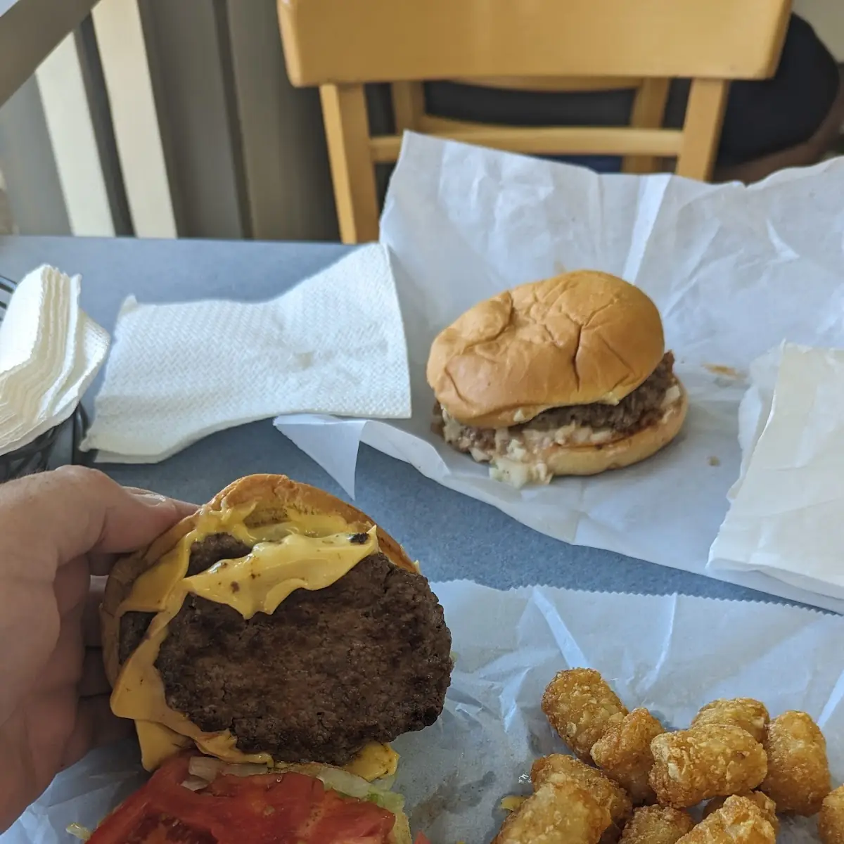 Regular Double Hamburger with Tots