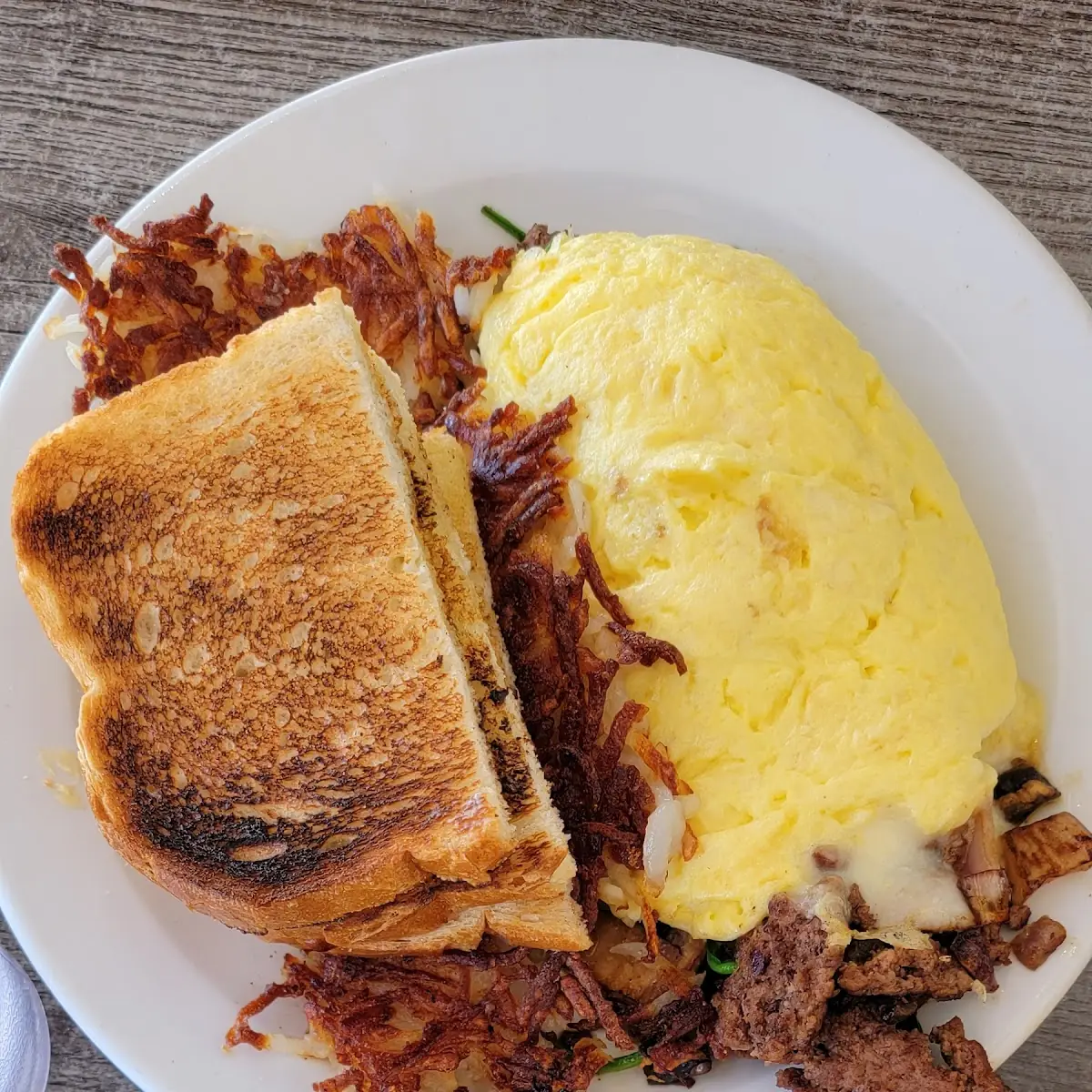 Corned Beef Hash & Cheese Omelet
