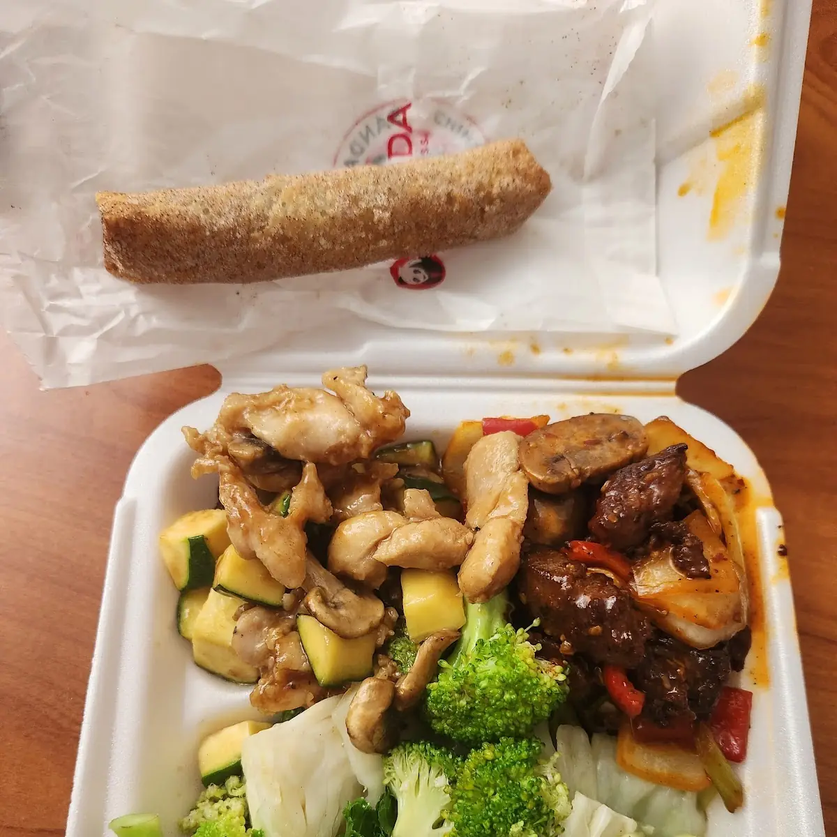Mushroom Chicken and Angus Beef Plus an Apple Pie Roll