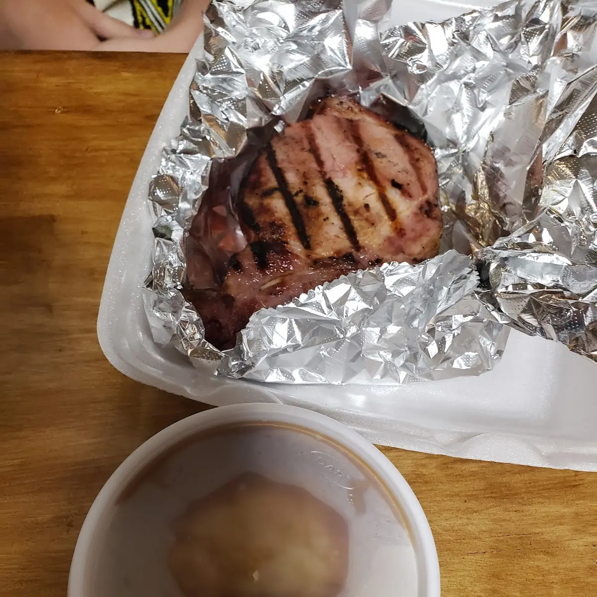 Pork Chop with Baked Beans and Mashed Potatoes