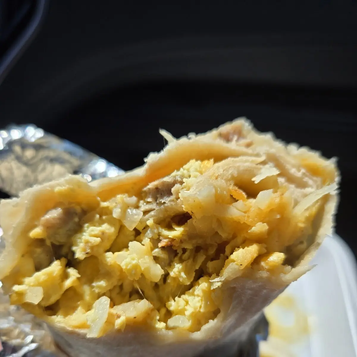 Breakfast Burrito with Red Salsa
