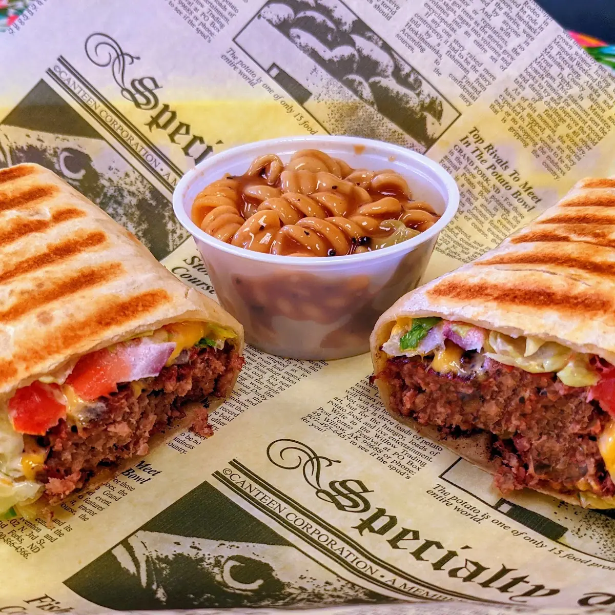 Cheeseburger Wrap with Pasta Salad
