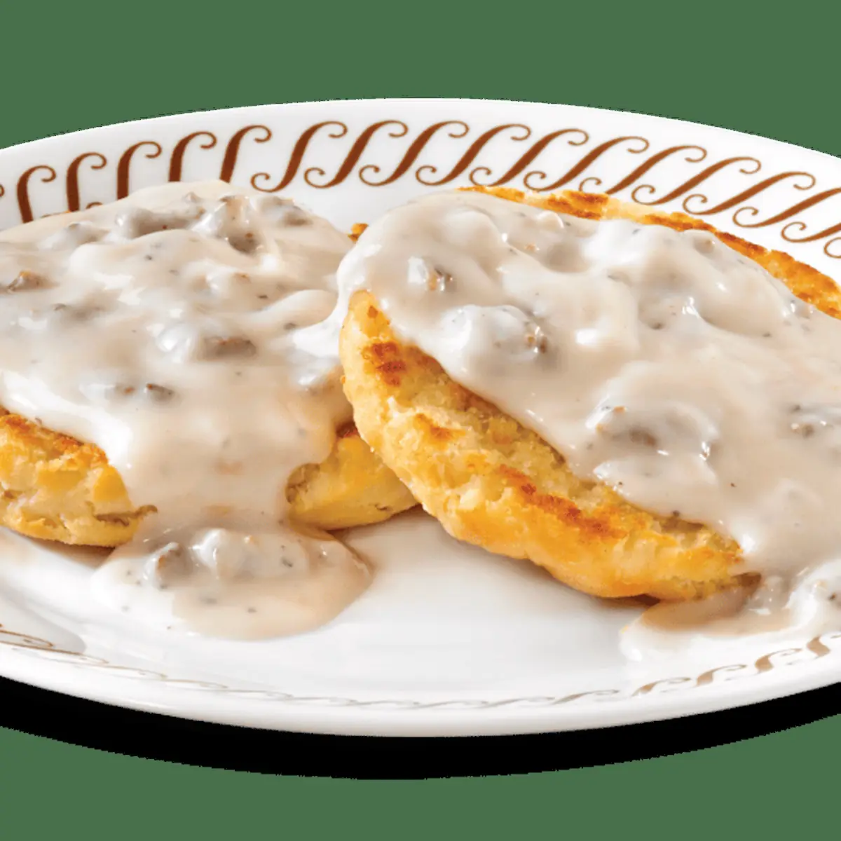 Two Biscuits & Gravy Two Eggs on the Side & Beverage