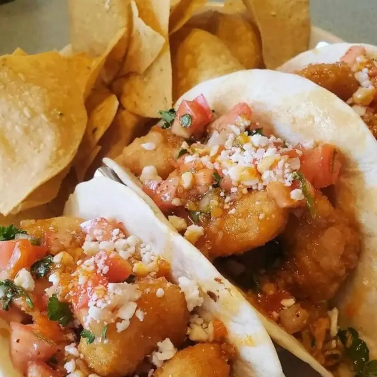 Shrimp Tacos and Chips