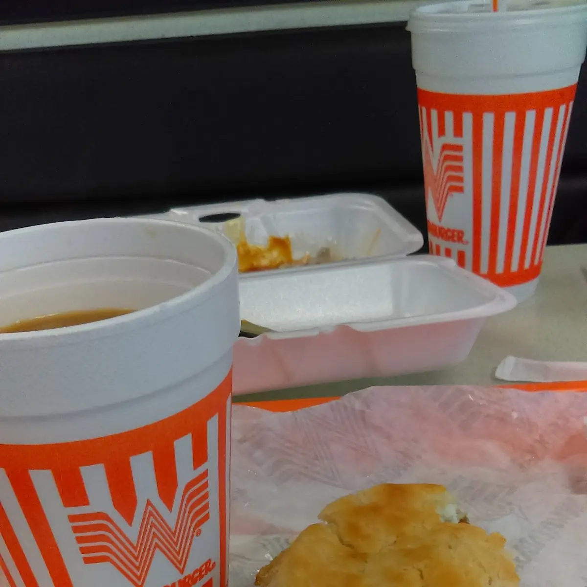 Sausage and Egg Biscuit with Coffee