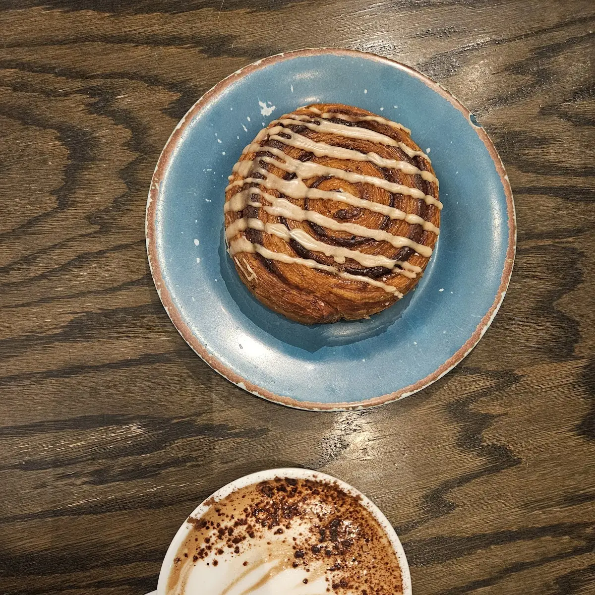 Cappuccino and Cinnamon Roll