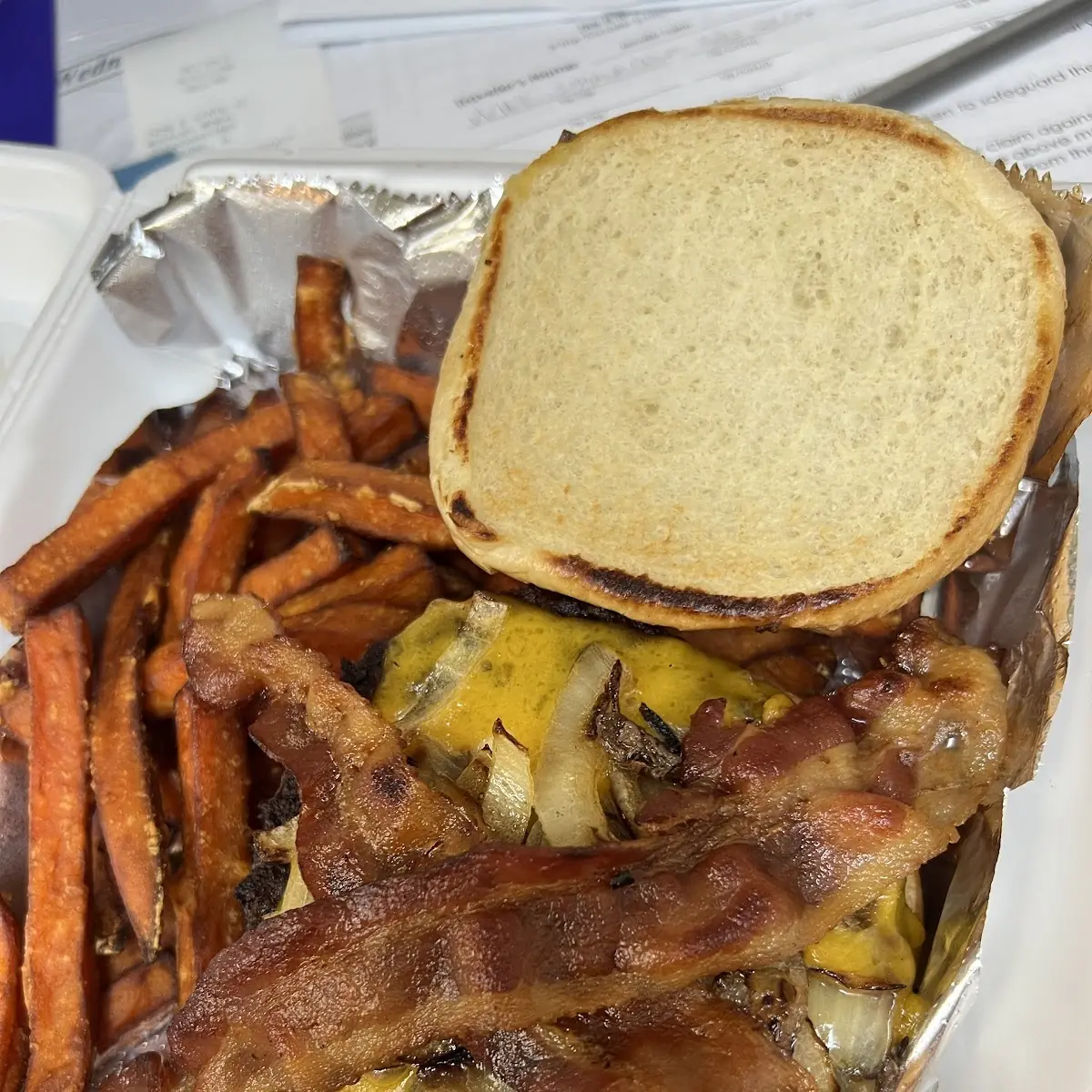 Burger with Sweet Potato Fries