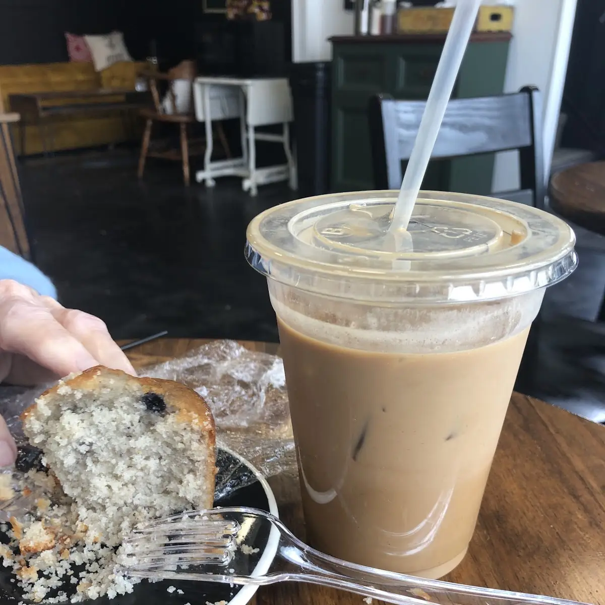 Iced Coffee and Blueberry Muffin