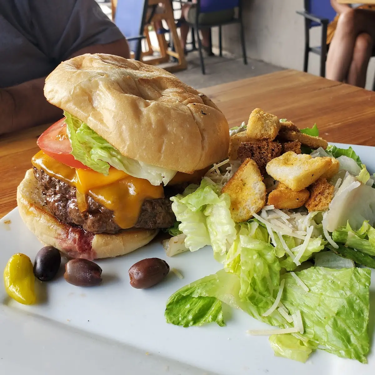 Cheeseburger and Side Salad