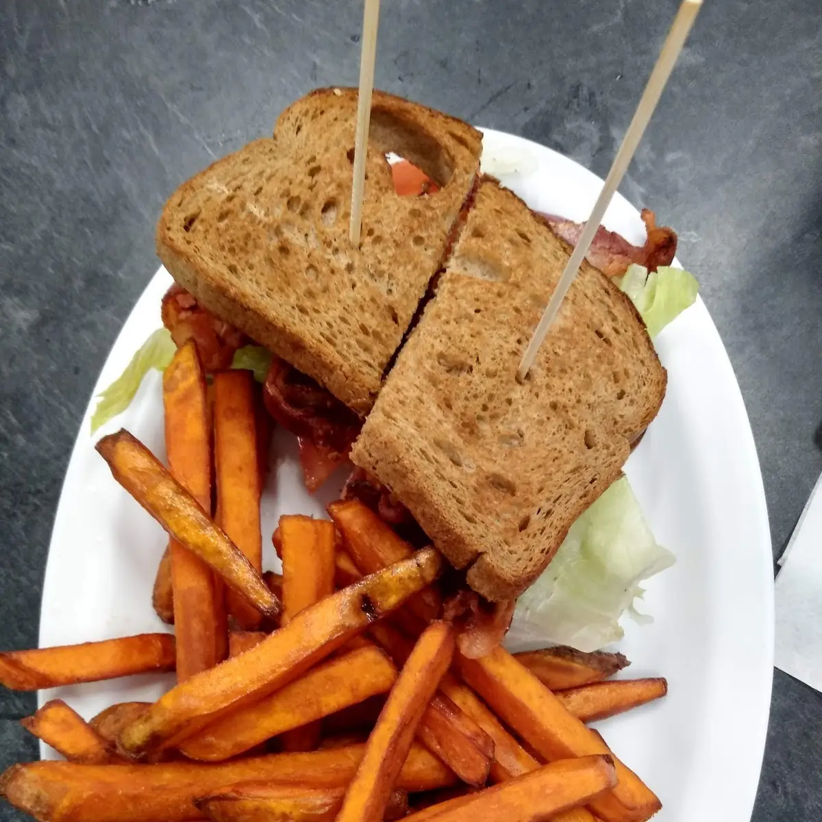 blt with Sweet Potato Fries
