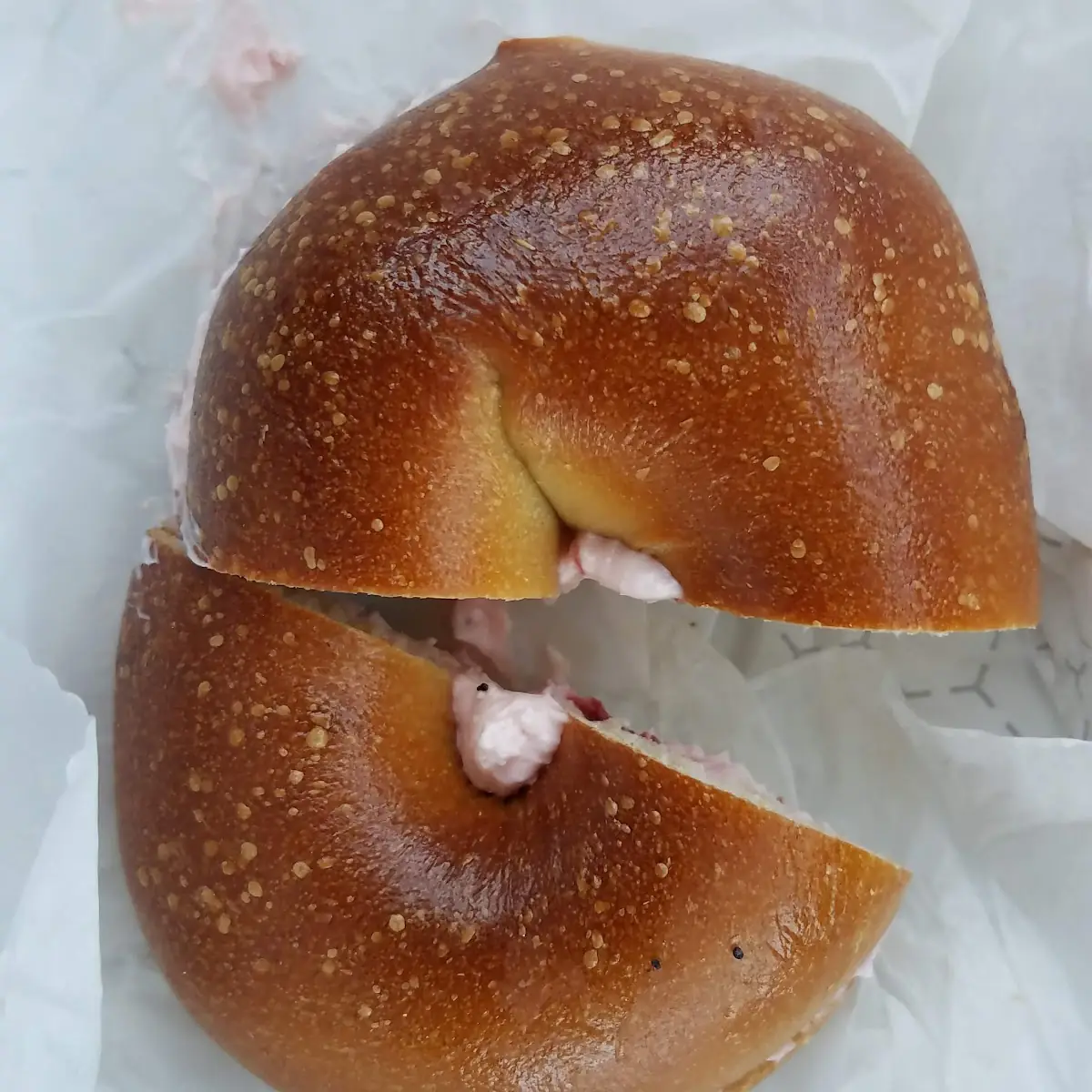 Plain Bagel with Strawberry Cream Cheese