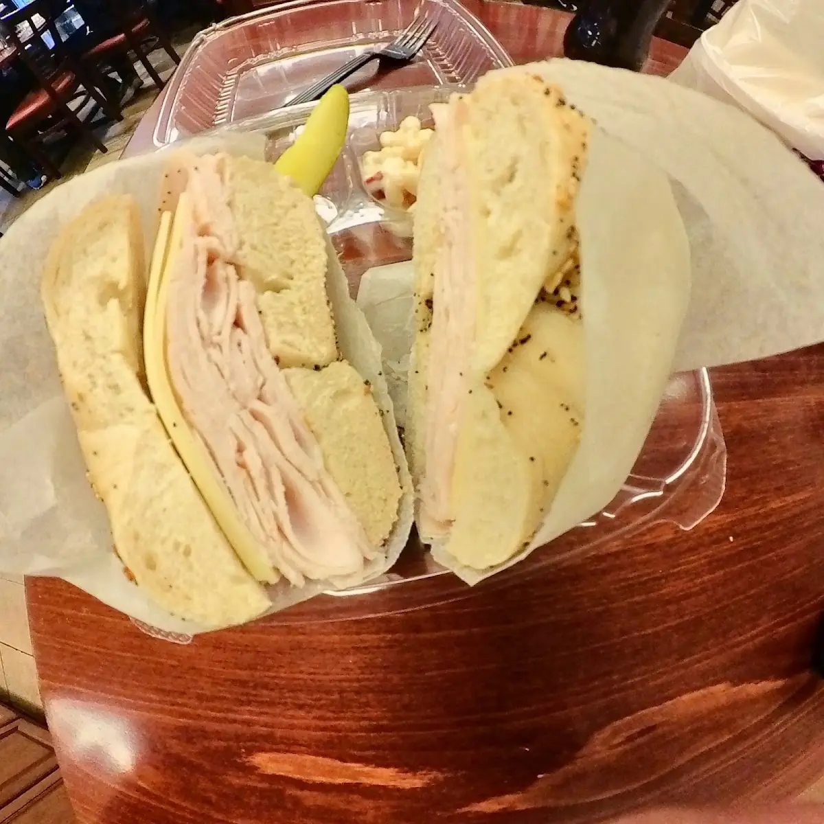 Turkey and Swiss on an Everything Bagel