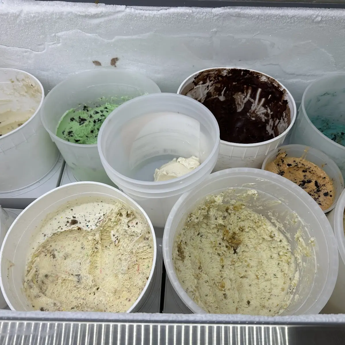 Assorted Ice Cream Flavors Displayed