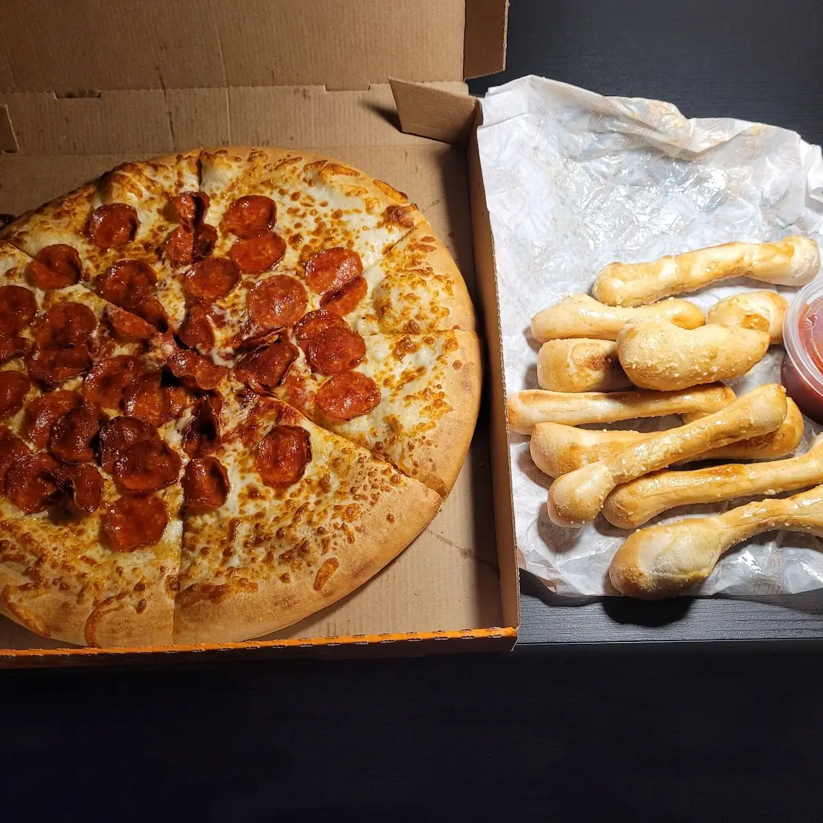 Pepperoni Pizza with Breadsticks