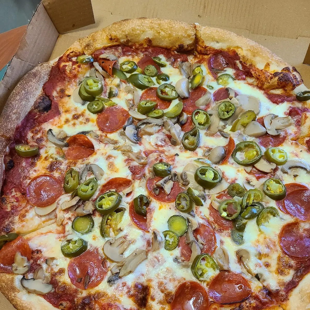 Pepperoni Pizza with Jalapeños