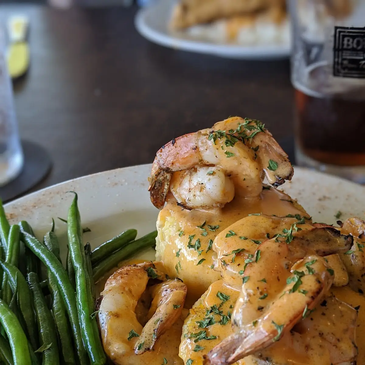 Shrimp and Grits with Green Beans
