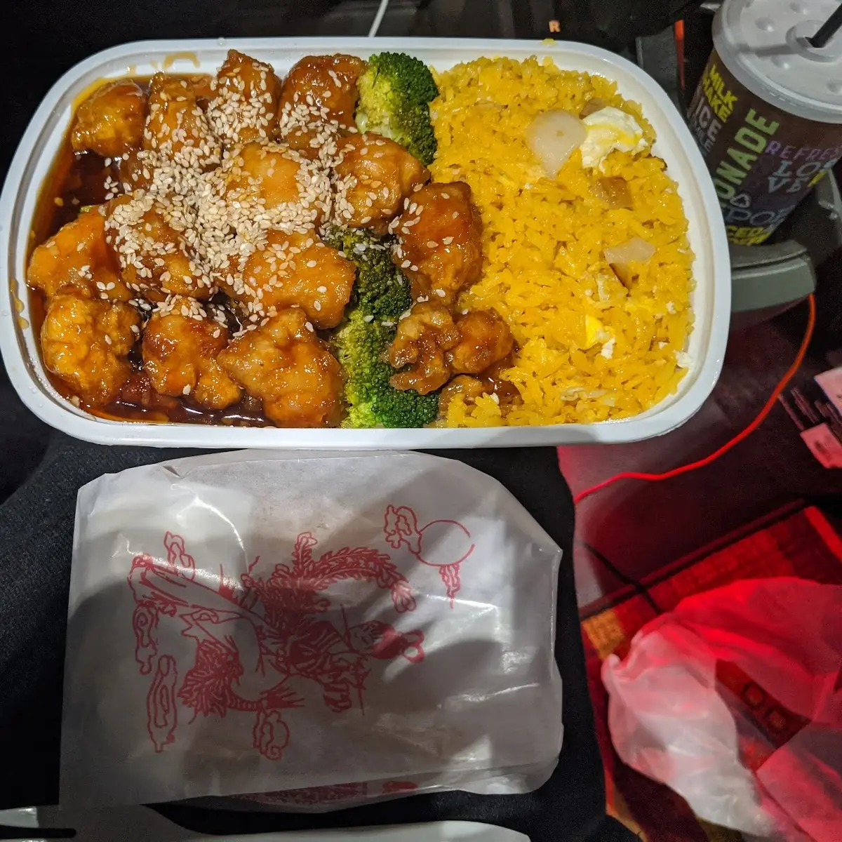 Sesame Chicken Fried Rice Egg Roll