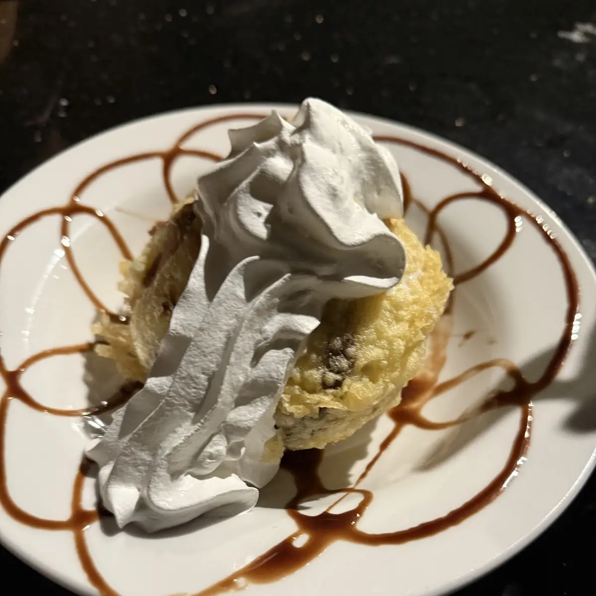 Fried Ice Cream with Chocolate Sauce