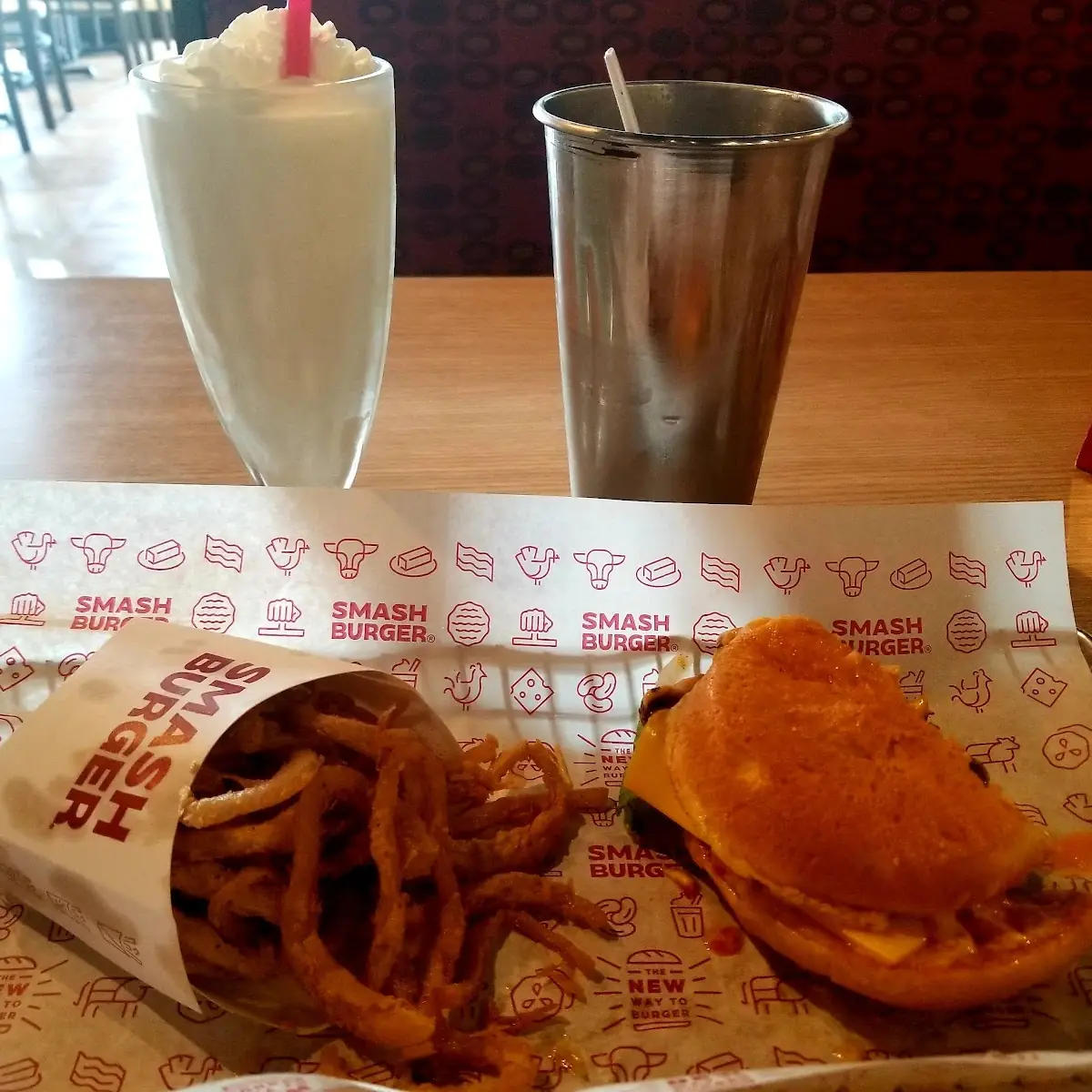 Triple Double Cheeseburger Haystack Onion Rings & Salted Caramel Shake