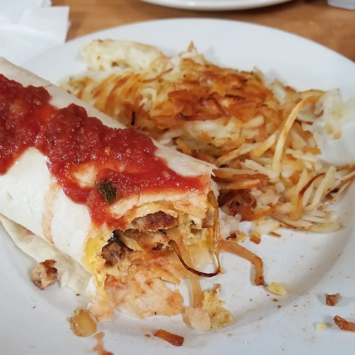 Breakfast Burrito with a Side of Hashbrowns