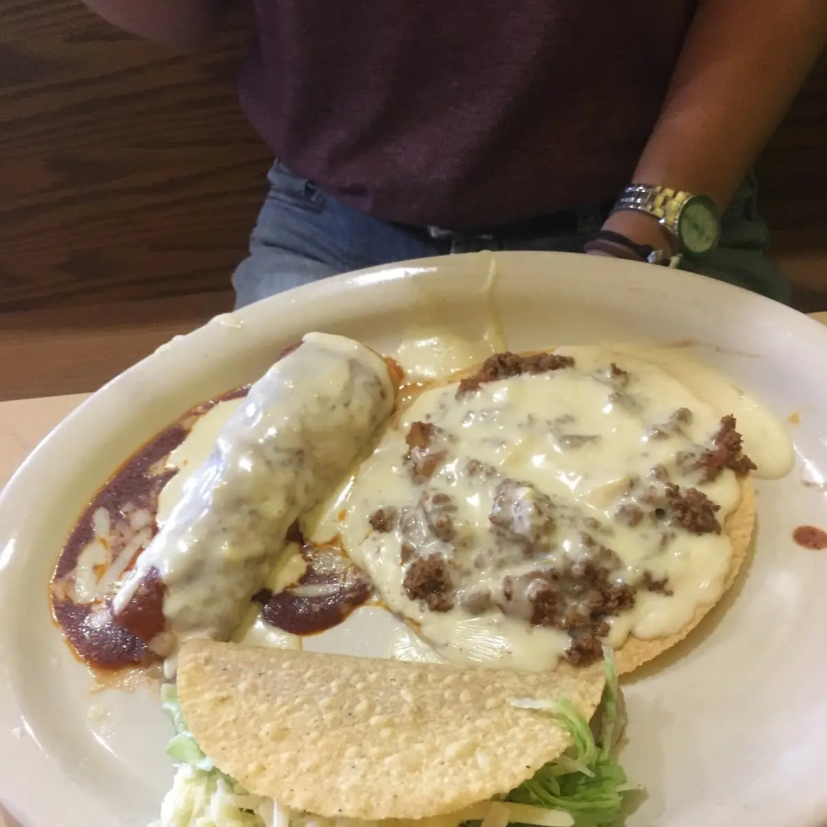 Chicken Enchilada and Beef Taco