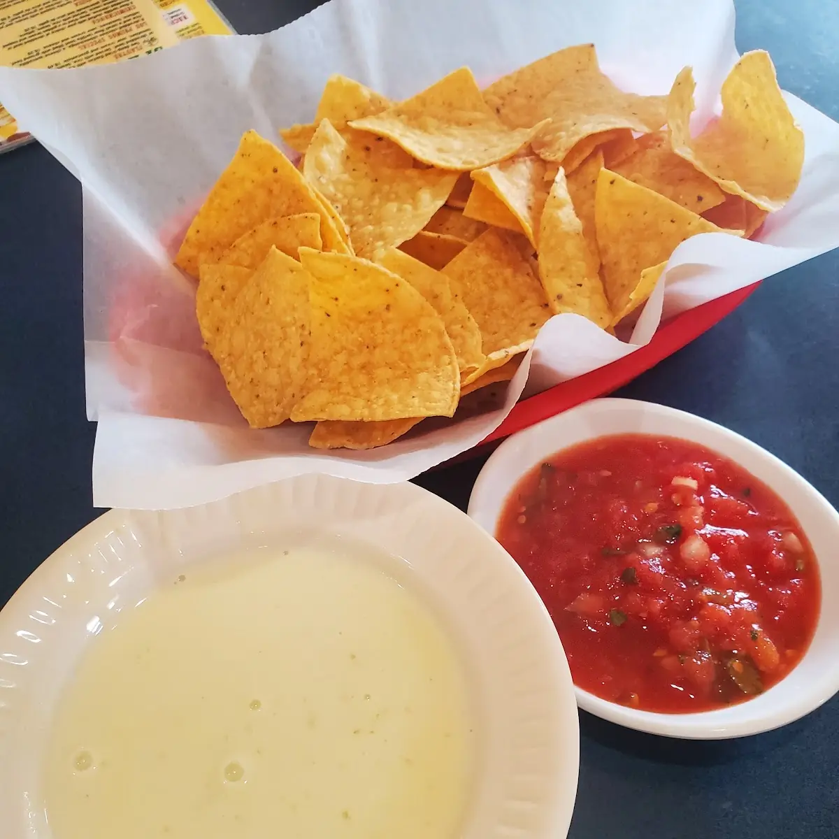 Chips Salsa and Queso