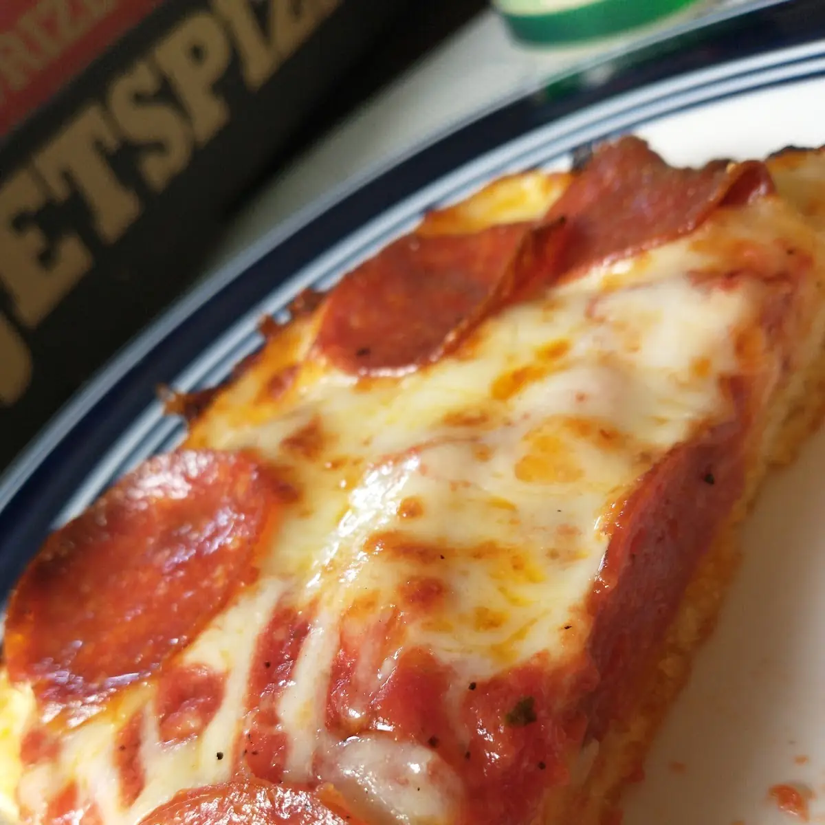 One Slice of the Deep Dish Pepperoni Pizza