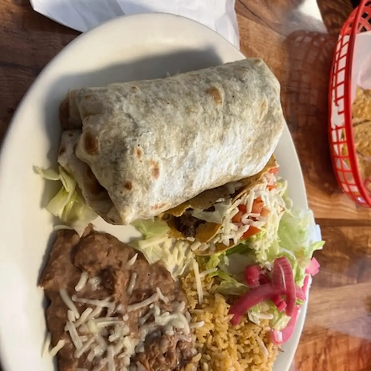 Carne Asada Burrito and Taco Plate