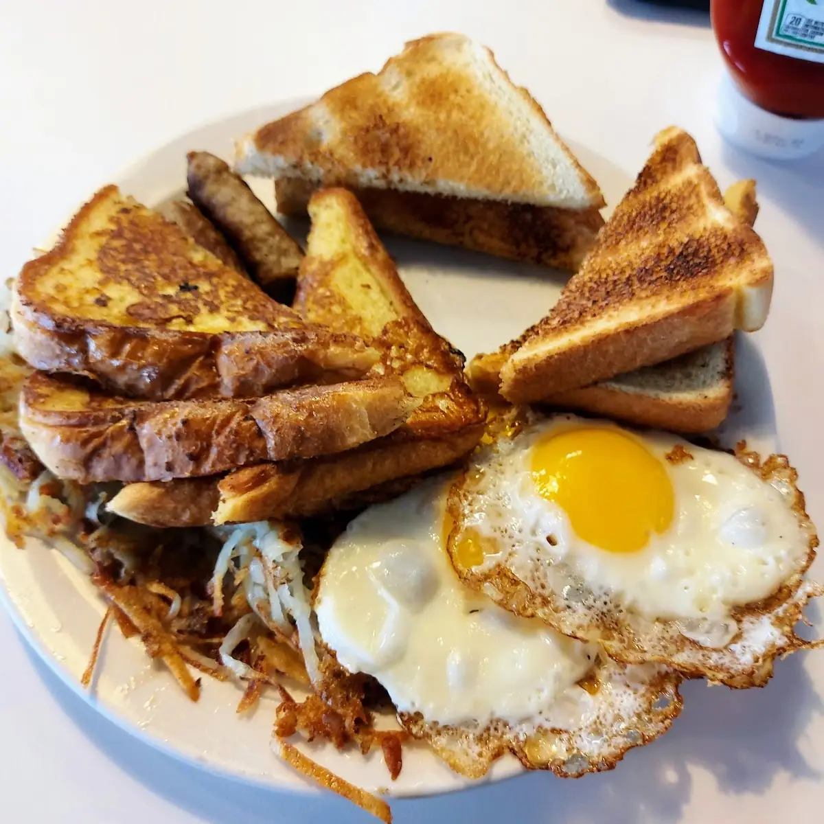 Egg Sausage Hash Browns Toast