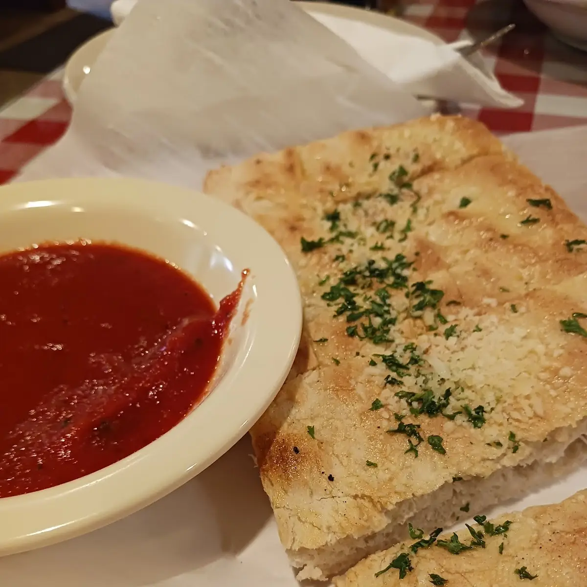 Complementary Bread and Red Sauce