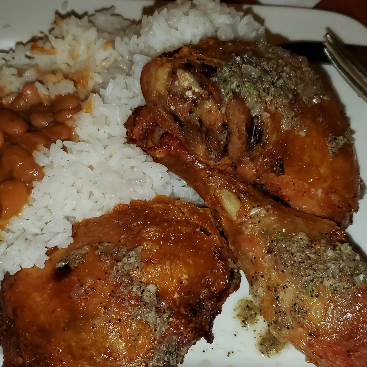 Roasted Chicken White Rice and Red Beans