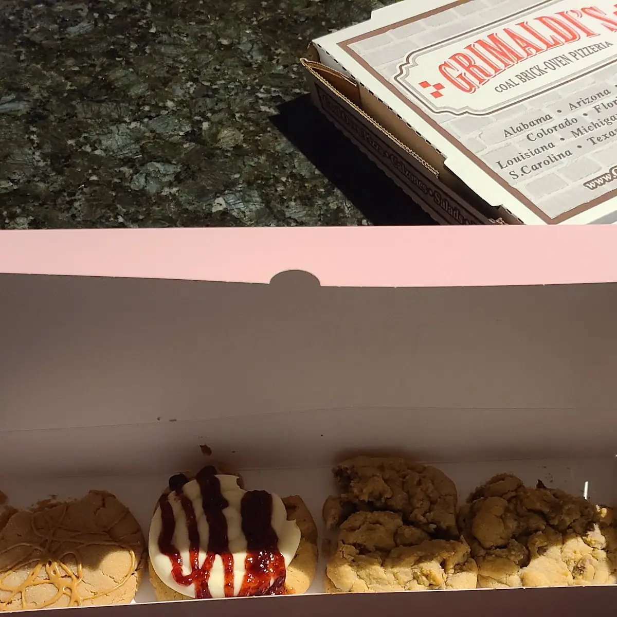 Peanut Butter Cookie Strawberry Cheesecake Cookie and Chocolate Chip Cookie