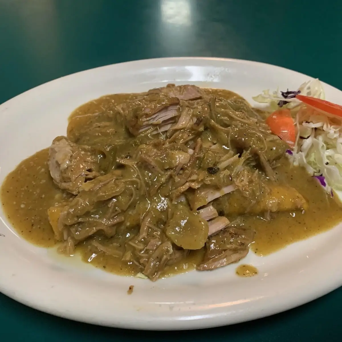 Cheese Enchilada Topped with Chile Verde