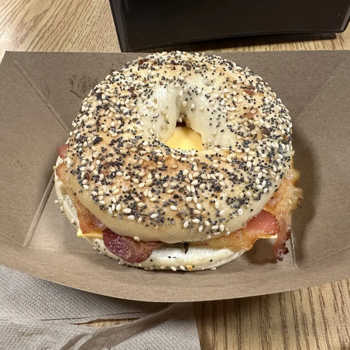 Bacon Egg and Cheese on an Everything Bagel