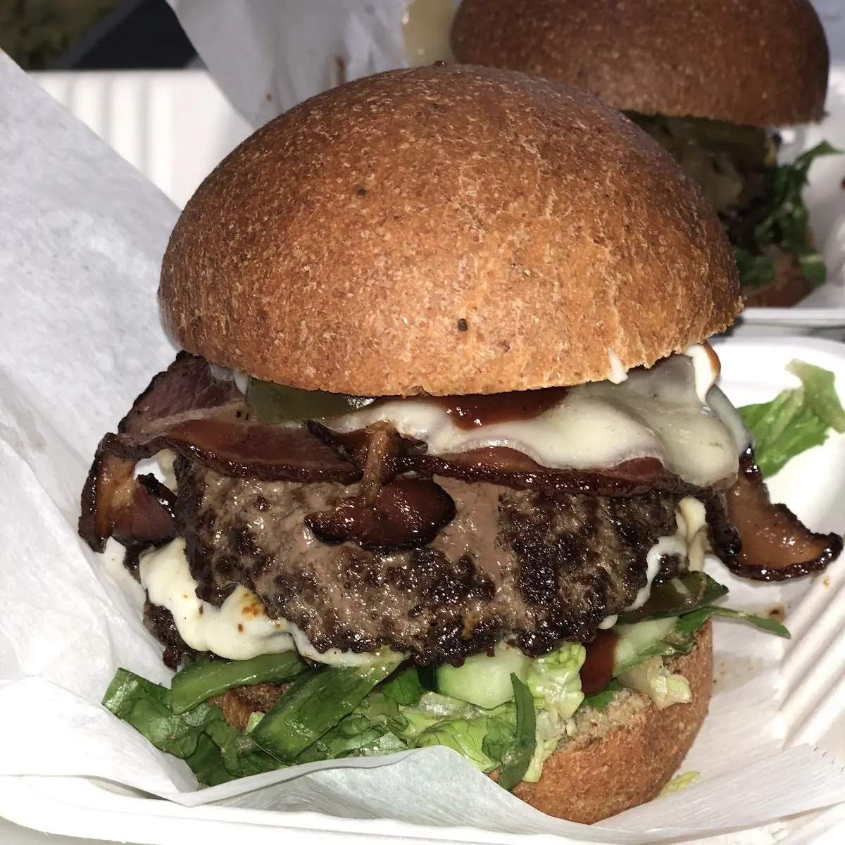 Bacon Cheese Burger Well Done