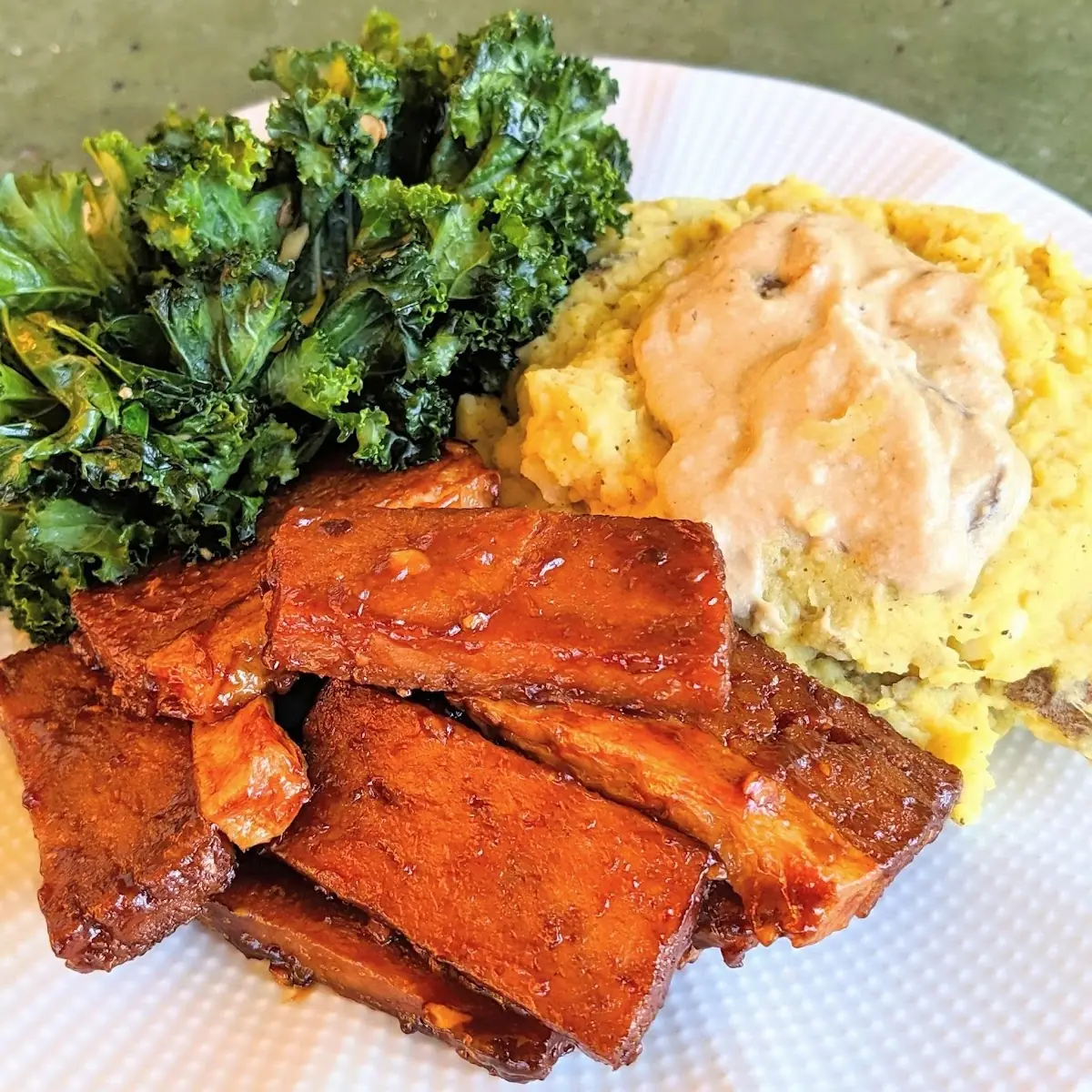Soy Pork with Mashed Potatoes and Gravy