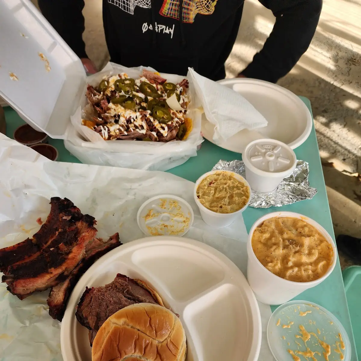 Brisket Sandwich Cream Corn Mac Cheese