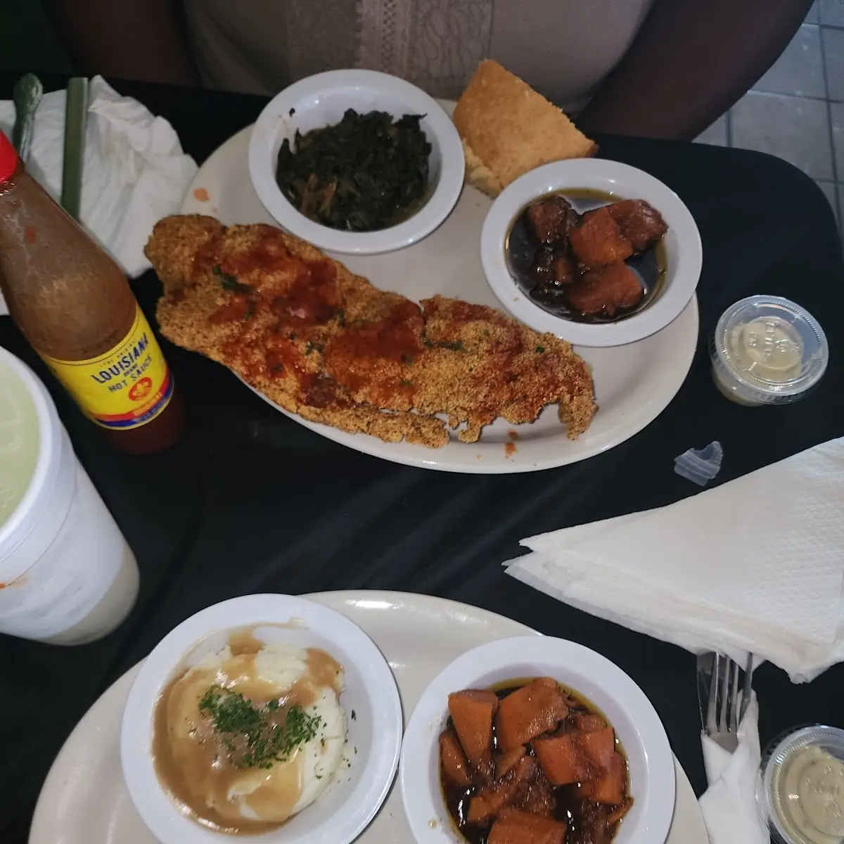 Fried Catfish Yams Collard Greens