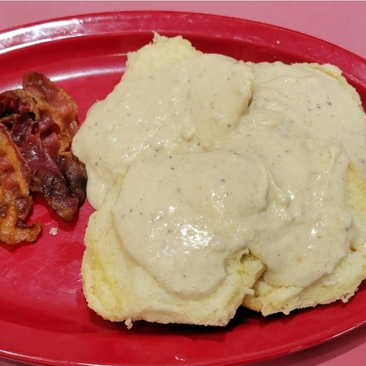Biscuits & Gravy with a Side of Bacon